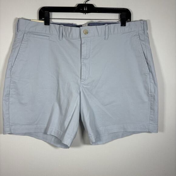 GAP Light Blue Clean Cut Flat Front 100% Cotton Shorts Men 38 Khaki Chino 7" - Picture 7 of 8